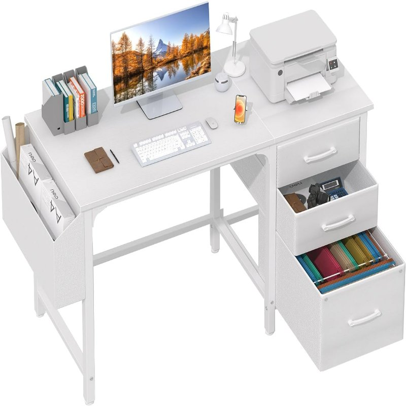 white office desk